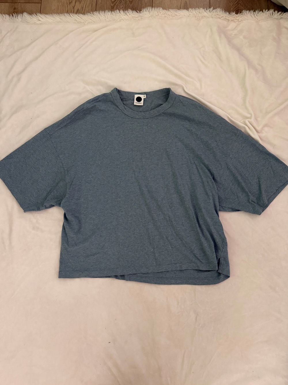 bassike Slate Blue Relaxed Crew Neck Short Sleeve Tee